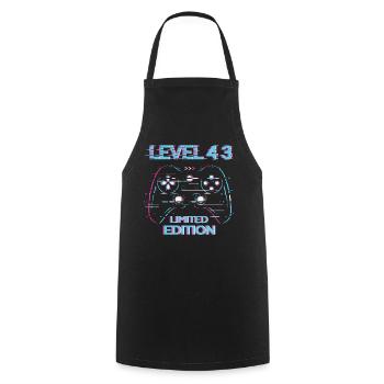 Anniversaire Niveau 43 Gaming Édition Limitée Gamer - Tablier de cuisine - noir - Devant - AI Model Male 185 dark (185cm)