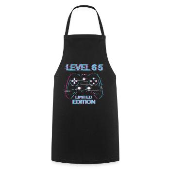 Birthday Level 65 Gaming Limited Edition Gamer - Cooking Apron - black - Front - AI Model Male 185 dark (185cm)