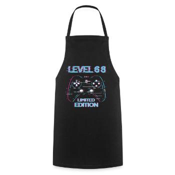 Birthday Level 68 Gaming Limited Edition Gamer - Cooking Apron - black - Front - AI Model Male 185 dark (185cm)