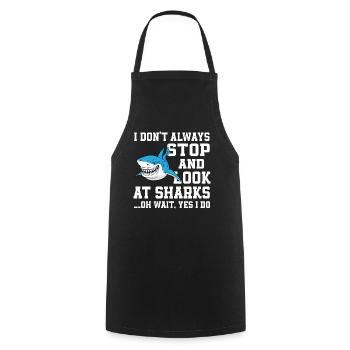 Funny shark saying - Cooking Apron - black - Front - AI Model Male 185 dark (185cm)