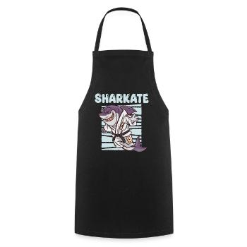 Sharkate Lustiger Karate-haifisch - Kochschürze - Schwarz - Vorne - AI Model Male 185 dark (185cm)