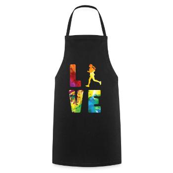 Running Runner Half Marathon - Cooking Apron - black - Front - AI Model Male 185 dark (185cm)