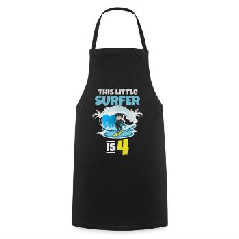 Surfing Boy - Dieser kleine Surfer ist 4 Jahre alt - Kochschürze - Schwarz - Vorne - AI Model Male 185 dark (185cm)