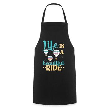 La vie est un beau tour de montgolfière - Tablier de cuisine - noir - Devant - AI Model Male 185 dark (185cm)