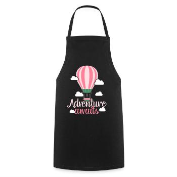 L’aventure attend Aerona, amateur de montgolfières - Tablier de cuisine - noir - Devant - AI Model Male 185 dark (185cm)