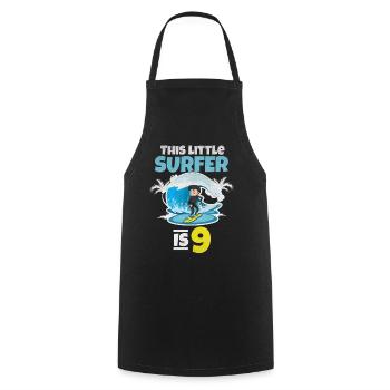 Surfen: Dieser kleine Surfer ist 9 Jahre Surfer - Kochschürze - Schwarz - Vorne - AI Model Male 185 dark (185cm)