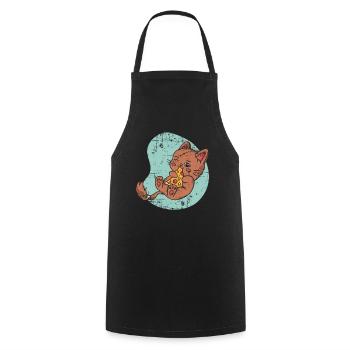 Pizza Cat Pizza Lover Italian Food Ki - Cooking Apron - black - Front - AI Model Male 185 dark (185cm)
