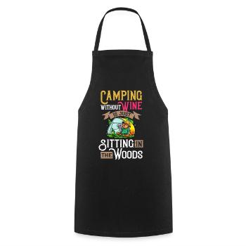 Camping Wine Drinker Beginner Camper Hiking - Cooking Apron - black - Front - AI Model Male 185 dark (185cm)