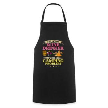 Camping Wine Drinker Beginner Camper Hiking - Cooking Apron - black - Front - AI Model Male 185 dark (185cm)