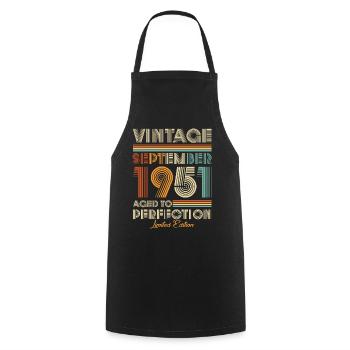 Vintage Aged To Perfection September 1951 - Cooking Apron - black - Front - AI Model Male 185 dark (185cm)