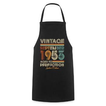 Vintage Aged To Perfection September 1953 - Cooking Apron - black - Front - AI Model Male 185 dark (185cm)