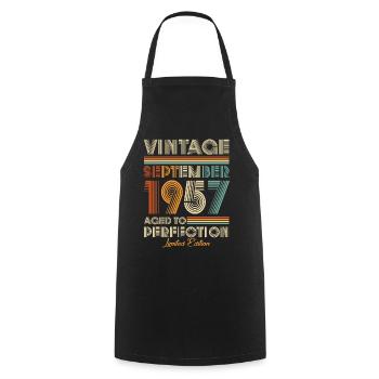 Vintage Aged To Perfection September 1957 - Cooking Apron - black - Front - AI Model Male 185 dark (185cm)