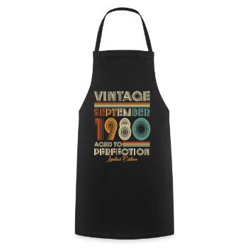Vintage Aged To Perfection September 1980 - Cooking Apron - black - Front - AI Model Male 185 dark (185cm)