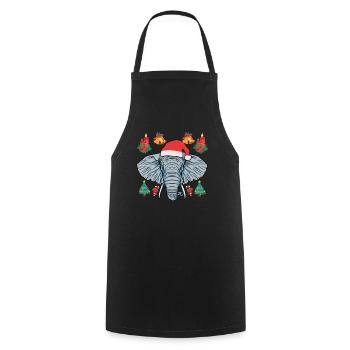 Drôle d’éléphant de Noël - Tablier de cuisine - noir - Devant - AI Model Male 185 dark (185cm)