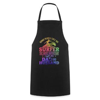 Surfer Daddy Surfer Daddy Surfboard Surfer Papa - Cooking Apron - black - Front - AI Model Male 185 dark (185cm)