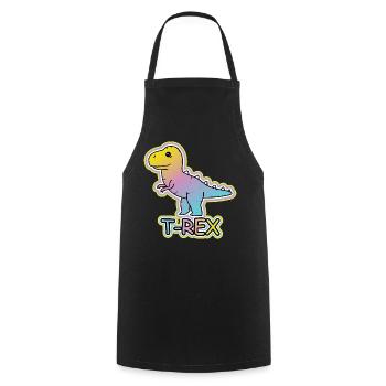 Pastel T-Rex Cartoon Design - Cooking Apron - black - Front - AI Model Male 185 dark (185cm)