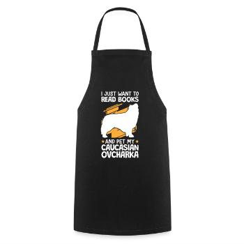 Caresser et lire Ovcharka chien caucasien - Tablier de cuisine - noir - Devant - AI Model Male 185 dark (185cm)