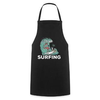 Surfboard Surfer Flamingo Surfer Funny Surfing - Cooking Apron - black - Front - AI Model Male 185 dark (185cm)