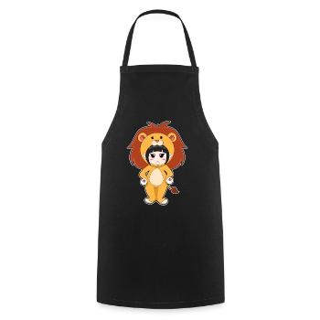 Costume de la Fille Lion - Tablier de cuisine - noir - Devant - AI Model Male 185 dark (185cm)