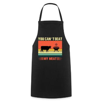 Vous ne pouvez pas battre ma viande - grillades - Tablier de cuisine - noir - Devant - AI Model Male 185 dark (185cm)