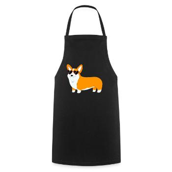 Welsh Corgi mit Sonnenbrille - Kochschürze - Schwarz - Vorne - AI Model Male 185 dark (185cm)