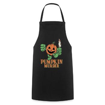 Greepy Pumpkin Murder Halloween Costume - Cooking Apron - black - Front - AI Model Male 185 dark (185cm)