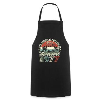 Awesome September 1977 45th Birthday Gift - Cooking Apron - black - Front - AI Model Male 185 dark (185cm)