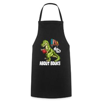 Wild about books Dinosaur T Rex Book Lovers - Cooking Apron - black - Front - AI Model Male 185 dark (185cm)
