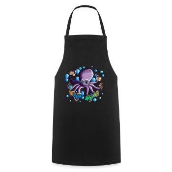 Book Books Octopus Octopus Read Books Fans - Cooking Apron - black - Front - AI Model Male 185 dark (185cm)