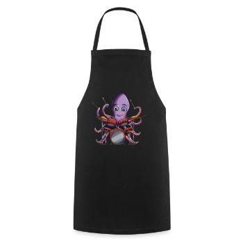Drums Music Songs Octopus Band Drummer - Cooking Apron - black - Front - AI Model Male 185 dark (185cm)