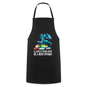 Book Book Worm Read Dragon Reading Outfit Dragon - Cooking Apron - black - Front - AI Model Male 185 dark (185cm)