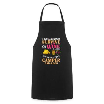 Camping Wine Drinker Beginner Camper Hiking - Cooking Apron - black - Front - AI Model Male 185 dark (185cm)