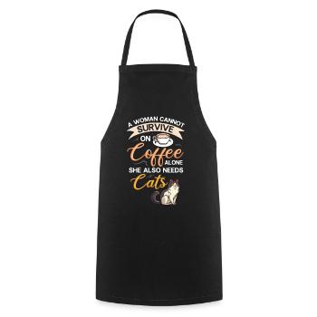 Cafetière Chat Machine Chaton Tasse Grains - Tablier de cuisine - noir - Devant - AI Model Male 185 dark (185cm)