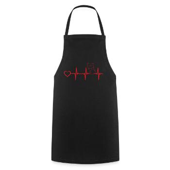 Cat Heartbeat Cat Lovers - Cute Cat - Cooking Apron - black - Front - AI Model Male 185 dark (185cm)