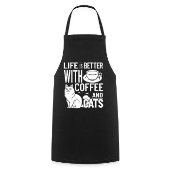 Cafetière Chat Machine Chaton Tasse Grains - Tablier de cuisine - noir - Devant - AI Model Male 185 dark (185cm)