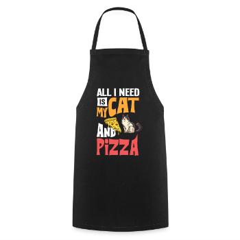 Pizza Cat Food Pizzeria Italian Kitten - Cooking Apron - black - Front - AI Model Male 185 dark (185cm)