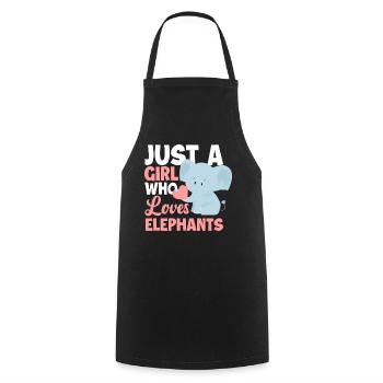 Elephant Girl Animals - Cooking Apron - black - Front - AI Model Male 185 dark (185cm)
