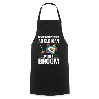 Joueur de jeu de sports de curling Curling Stones Ice - Tablier de cuisine - noir - Devant - AI Model Male 185 dark (185cm)