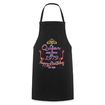 1979 45e anniversaire pour les femmes Reine 45 ans - Tablier de cuisine - noir - Devant - AI Model Male 185 dark (185cm)