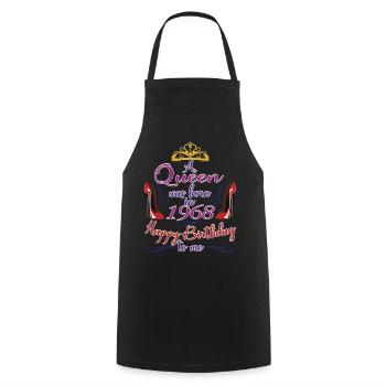 A Queen Was Born In 1968 - 54 Years Old Birthday - Cooking Apron - black - Front - AI Model Male 185 dark (185cm)