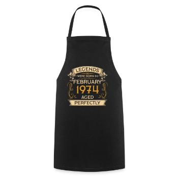 Birthday Legends Were Born Ins February 1974 - Cooking Apron - black - Front - AI Model Male 185 dark (185cm)