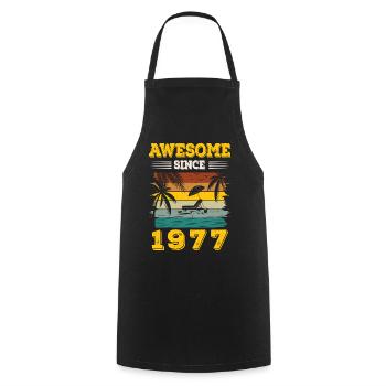 Génial depuis 1977 Vintage Cadeau d’anniversaire - Tablier de cuisine - noir - Devant - AI Model Male 185 dark (185cm)