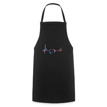 Heartbeat Dogs Paws Frequency - Dog Sayings - Cooking Apron - black - Front - AI Model Male 185 dark (185cm)