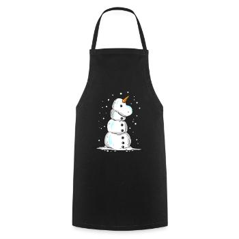 Bonhomme de neige licorne pour Noël en juillet - Tablier de cuisine - noir - Devant - AI Model Male 185 dark (185cm)