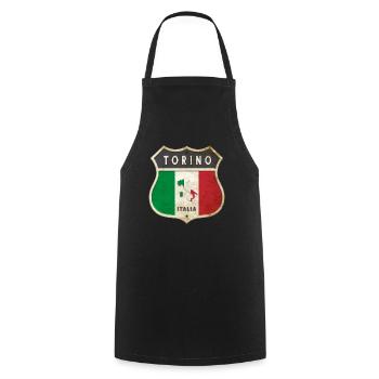 Turin Italien Wappen Flaggen Design - Kochschürze - Schwarz - Vorne - AI Model Male 185 dark (185cm)