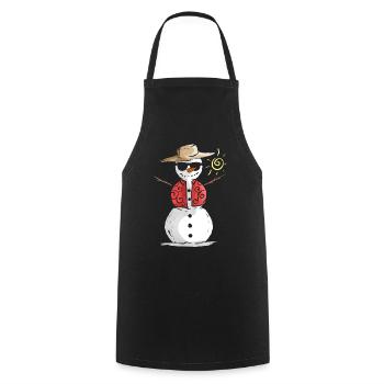 Bonhomme de neige au soleil avec chapeau de paille pour Noël - Tablier de cuisine - noir - Devant - AI Model Male 185 dark (185cm)