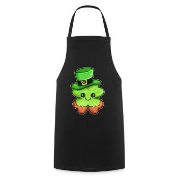 Trèfle portant une barbe rouge et un chapeau vert pour - Tablier de cuisine - noir - Devant - AI Model Male 185 dark (185cm)