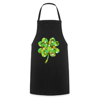 Clover Shamrock Built Of Little Shamrocks St. - Kochschürze - Schwarz - Vorne - AI Model Male 185 dark (185cm)