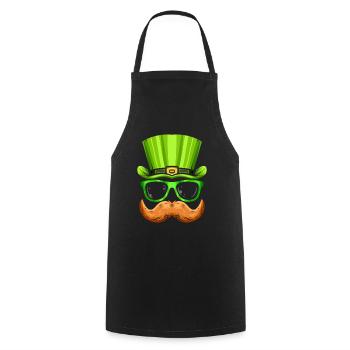 Chapeau vert barbe rouge et costume de lunettes pour St. - Tablier de cuisine - noir - Devant - AI Model Male 185 dark (185cm)