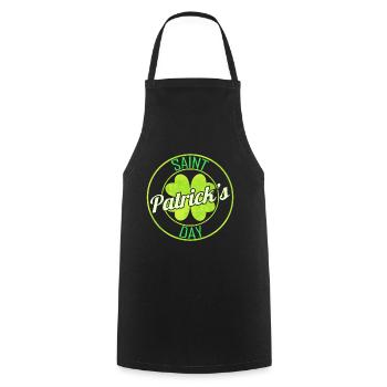 Shamrock In Round Logo For St. Patrick's Day - Cooking Apron - black - Front - AI Model Male 185 dark (185cm)